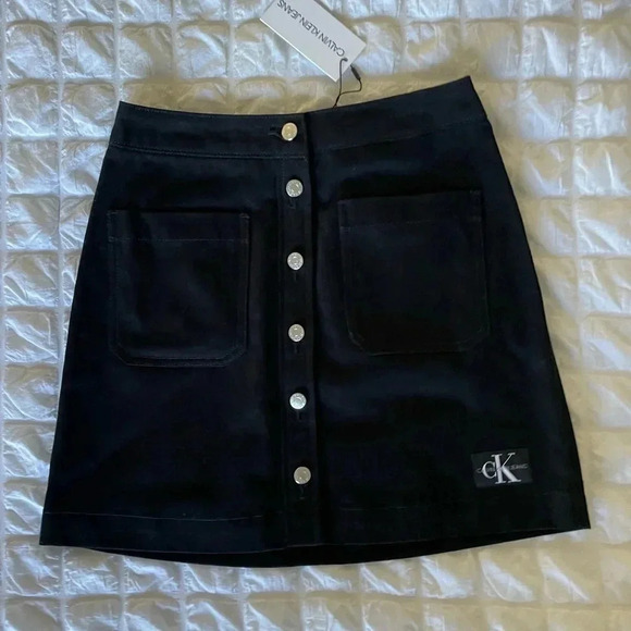 Calvin Klein CK black button down mini skirt - Picture 1 of 7